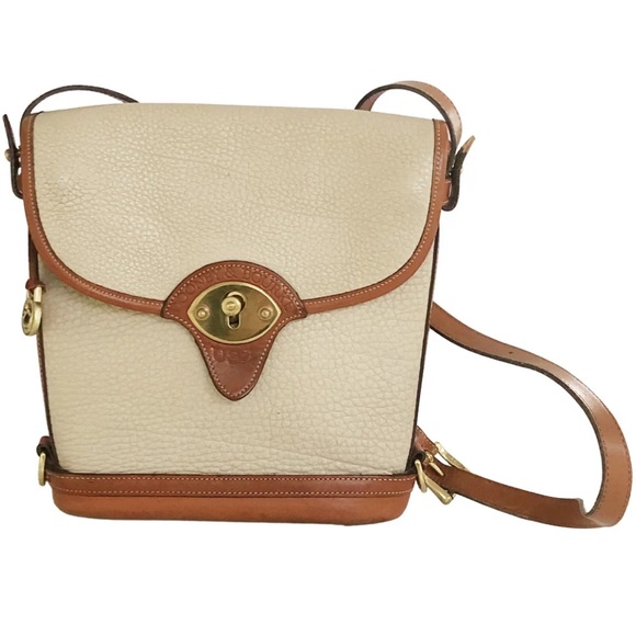 Dooney & Bourke Handbags - Vintage Dooney & Bourke Cavalry Spectator White Pebbled Leather Crossbody Bag